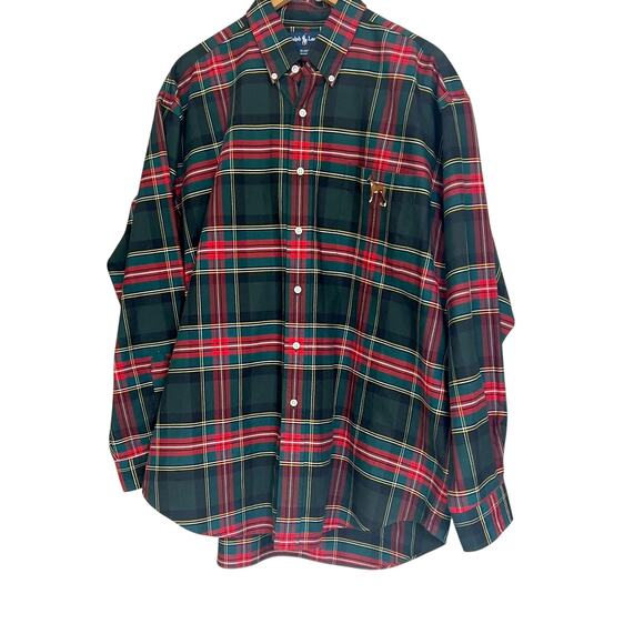 Ralph Lauren VTG 90's Boxer Logo Men's XL Plaid Button Down Shirt Classic Fit - Picture 3 of 11